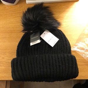 Top shop black pom pom hat